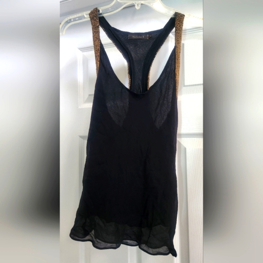 Nicholas K silk blk tank top
